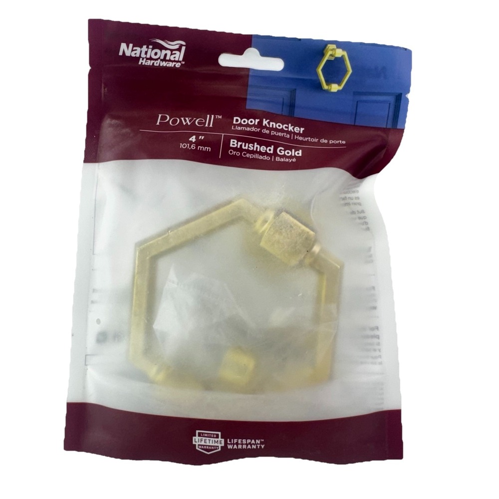 National Hardware Brushed Gold 4" Powell Door Knocker